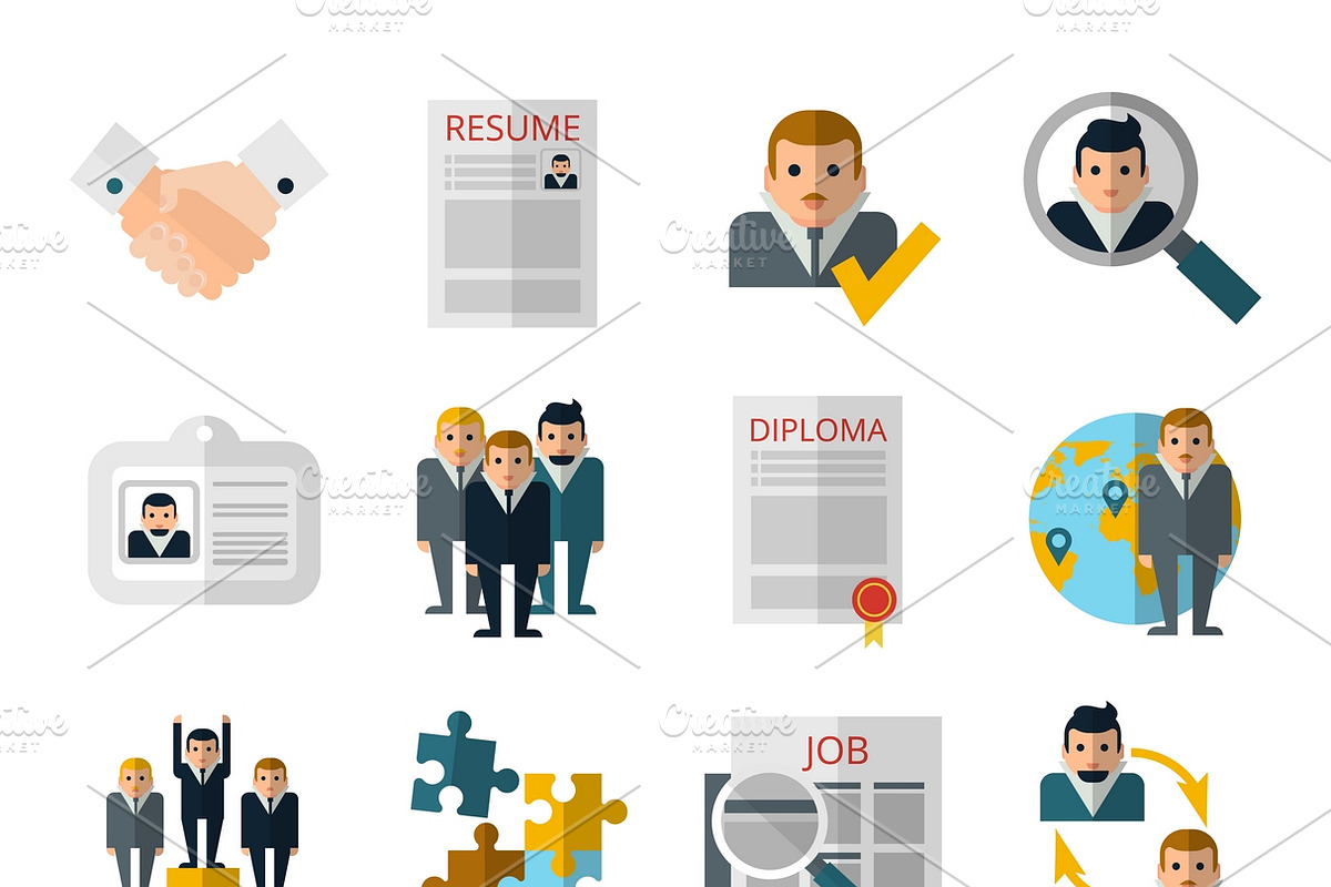 Human resources flat icons set in Icons - product preview 8