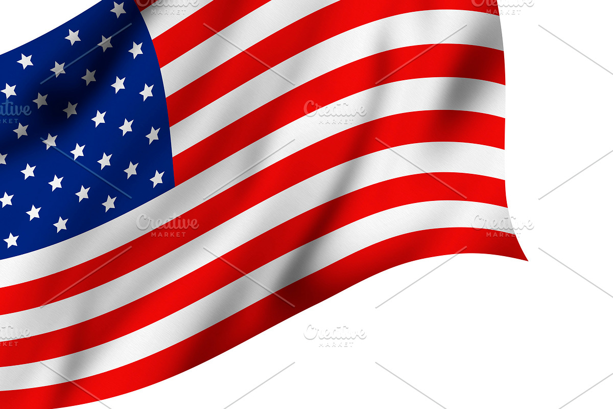 American flag on white background in Illustrations - product preview 8