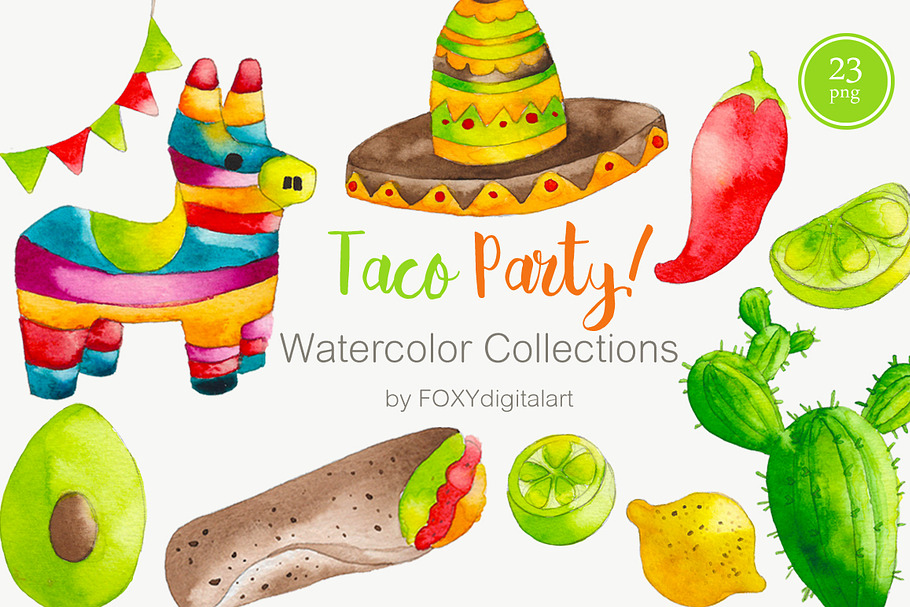 Watercolor Taco Mexican Food Clipart