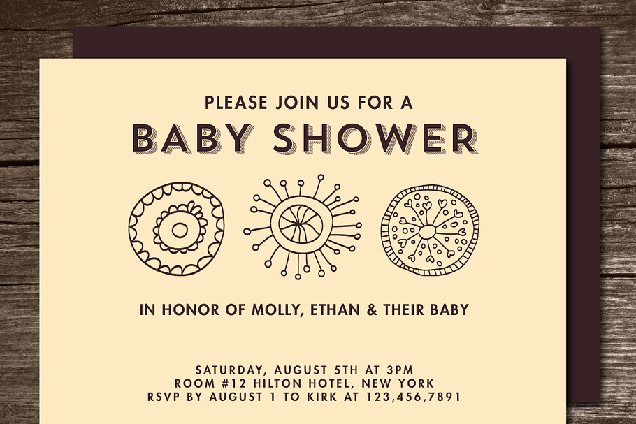 Baby Shower Invitation doodles in Card Templates - product preview 8