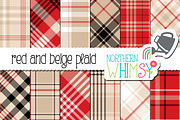 Beige and Red Plaid Patterns