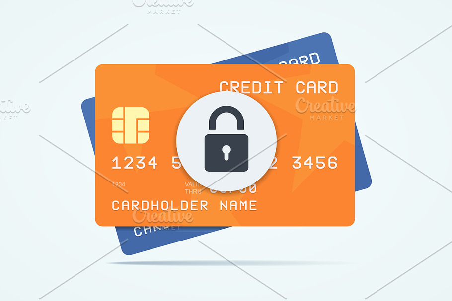 Credit cards with padlock. in Illustrations - product preview 8