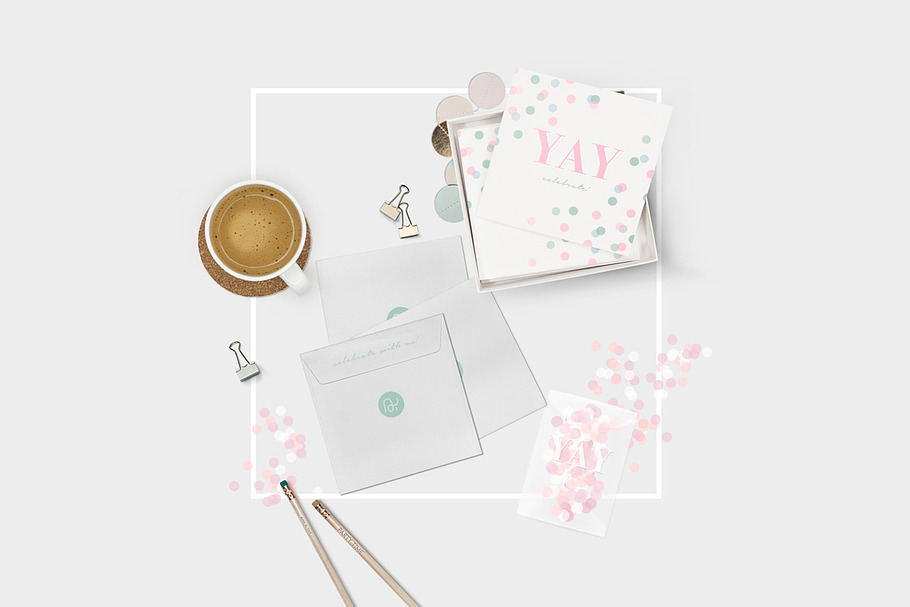 wedding party & confetti stationery in Scene Creator Mockups - product preview 8