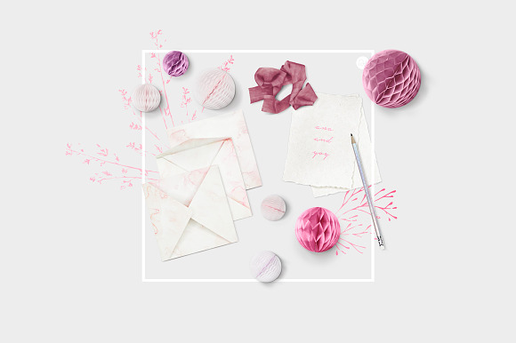 wedding party & confetti stationery in Scene Creator Mockups - product preview 1