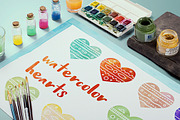 Watercolor hearts illustration