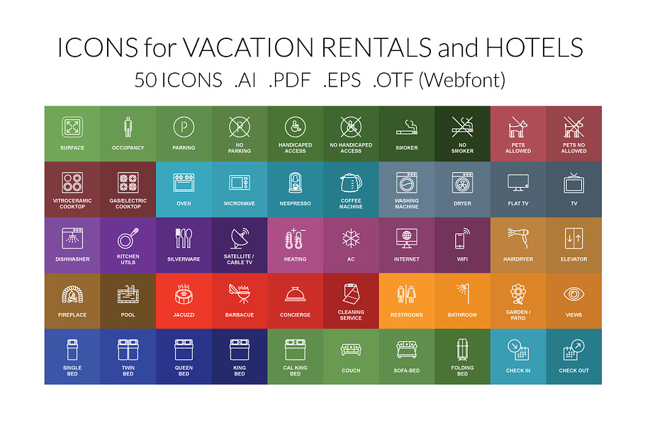 Vacation Rental & Hotel Vector Icons in Graphics - product preview 8