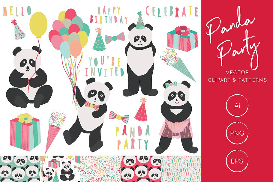 Panda Party Illustration & Patterns in Illustrations - product preview 8