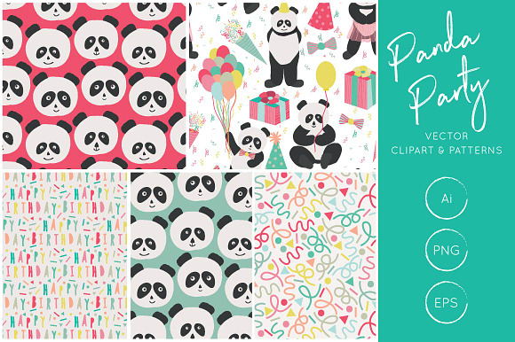 Panda Party Illustration & Patterns in Illustrations - product preview 1