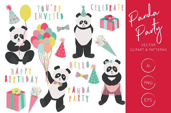 Panda Party Illustration & Patterns in Illustrations - product preview 2
