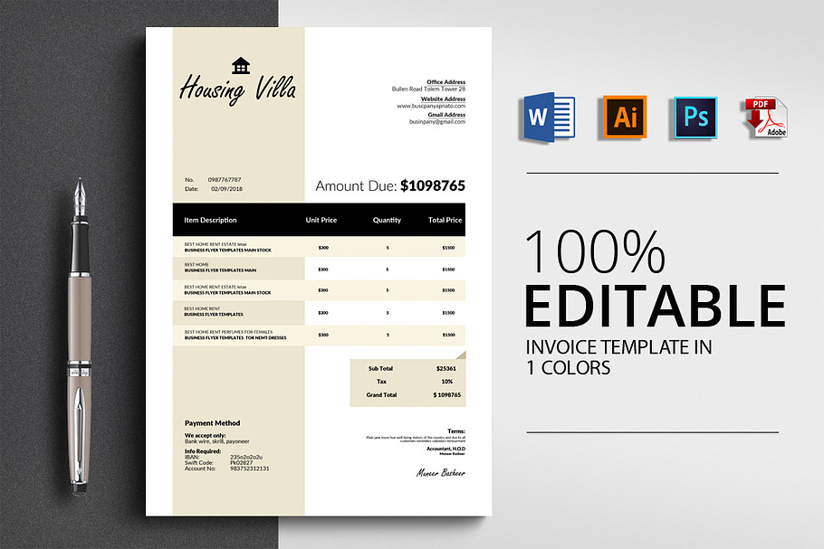  Invoice Template 4 Format (Word)