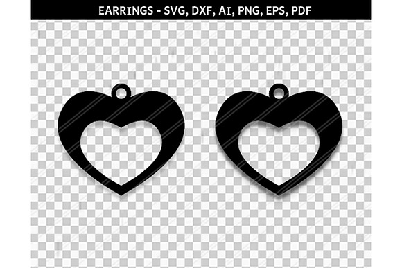 Heart earrings svg,dxf,ai,eps,png in Objects - product preview 1