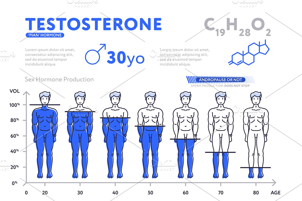 Decreasing chart of male hormone on white in Objects - product preview 8