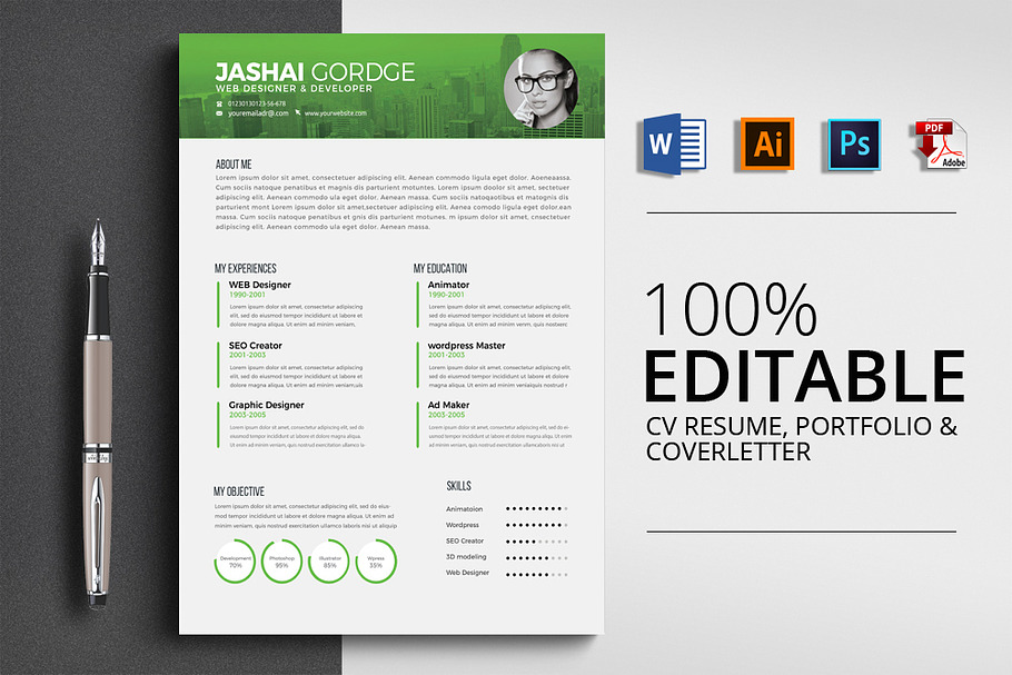 Word Format CV Resume in Resume Templates - product preview 8