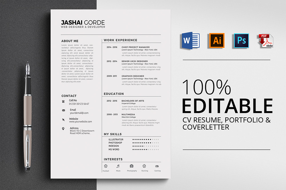 Microsoft Word CV Resume in Resume Templates - product preview 8