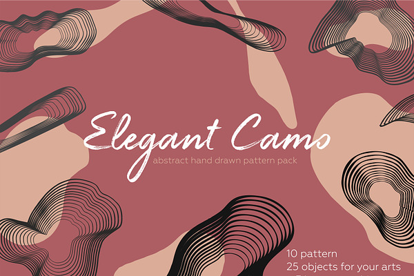 Elegant camo. Abstract pattern pack.