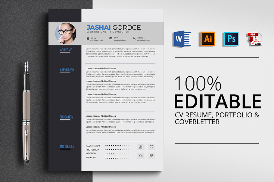 Word Job CV Resume in Resume Templates - product preview 8