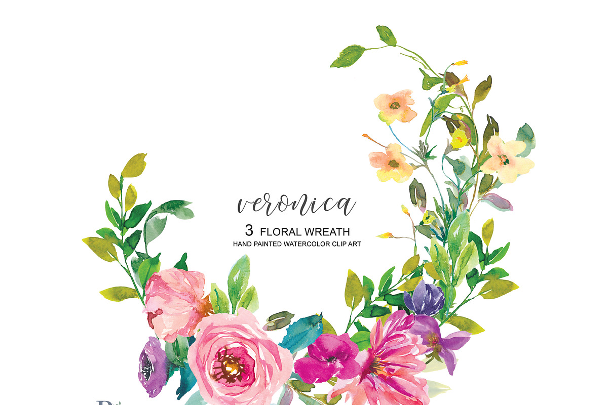 Watercolor Summer Flowers Wreath Set in Illustrations - product preview 8