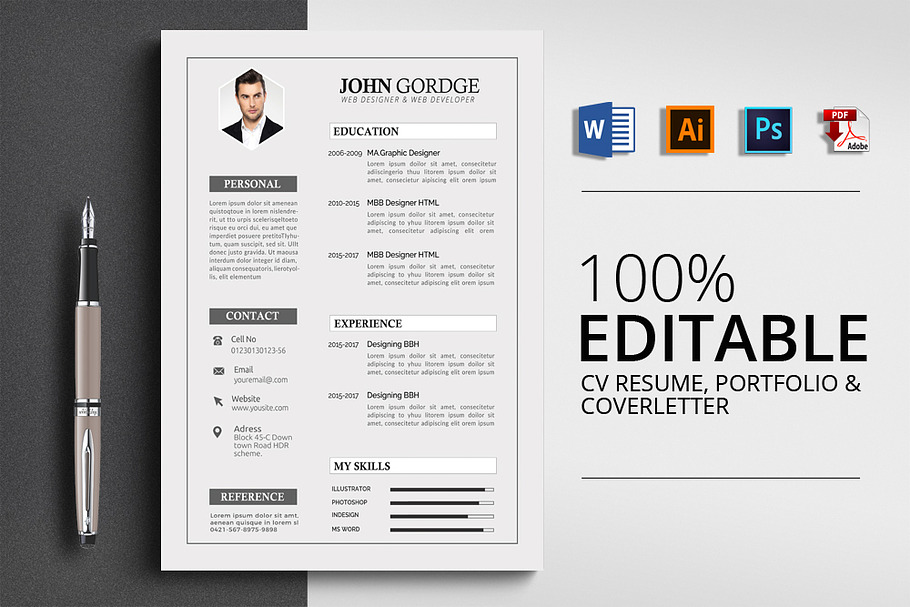 Creative Word Resume Template in Resume Templates - product preview 8