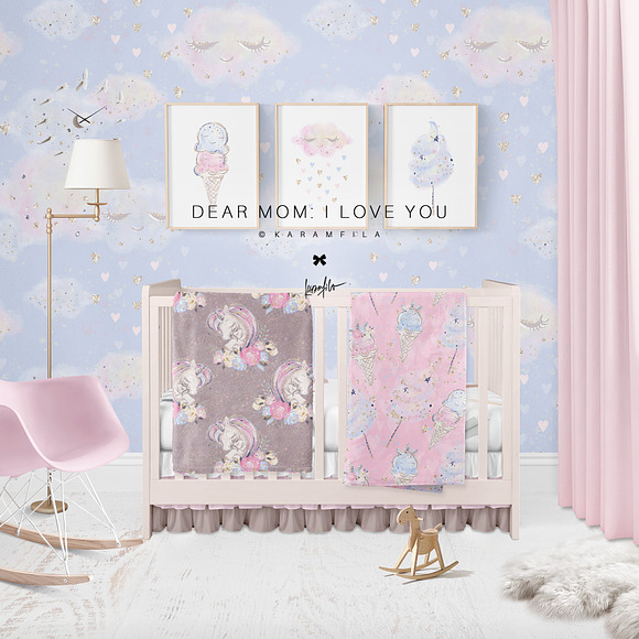 Mother and Baby Unicorns Clipart in Illustrations - product preview 4