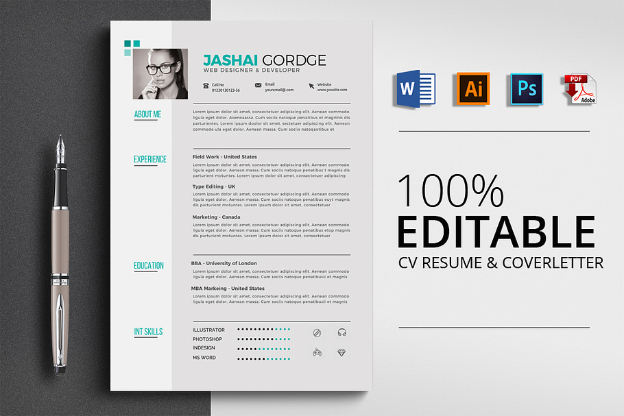 Clean Resume CV Word Format in Resume Templates - product preview 8