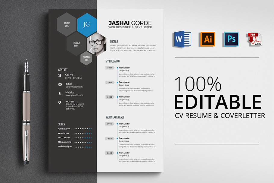 Word Format Resume Design in Resume Templates - product preview 8