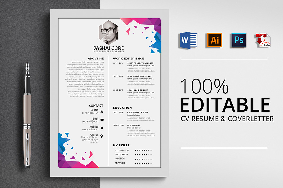 Stylish CV Word Format in Resume Templates - product preview 8