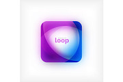 Vector square loop business symbol, geometric icon created of waves, with blurred shadow