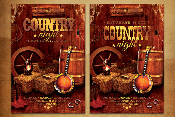 Western Country Music Party Flyer in Flyer Templates - product preview 1