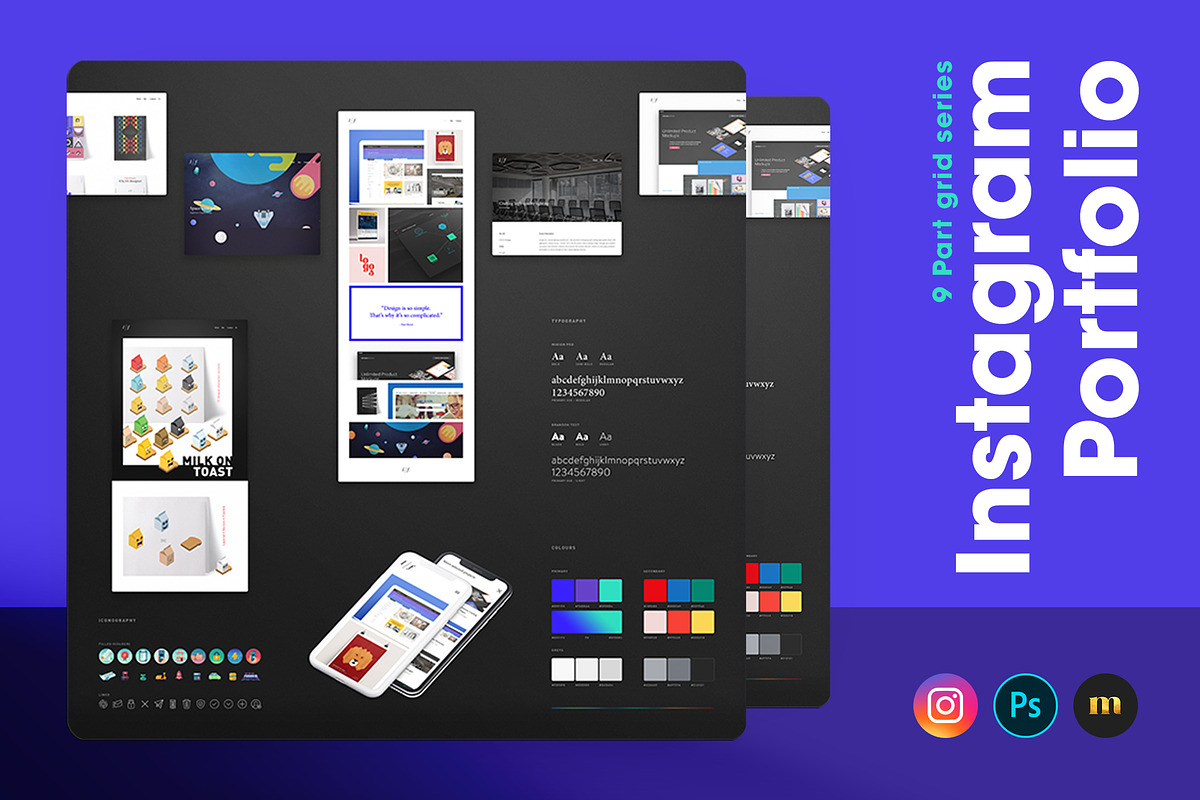 9 Part Grid - Instagram Portfolio in Instagram Templates - product preview 8
