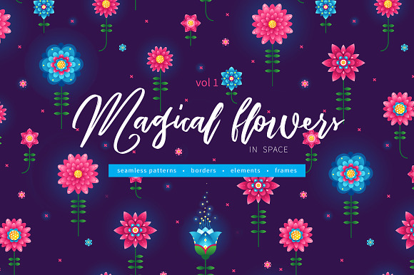 1. Vector Set of Magical Flowers in Illustrations - product preview 2
