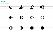 Moon phases icons on white