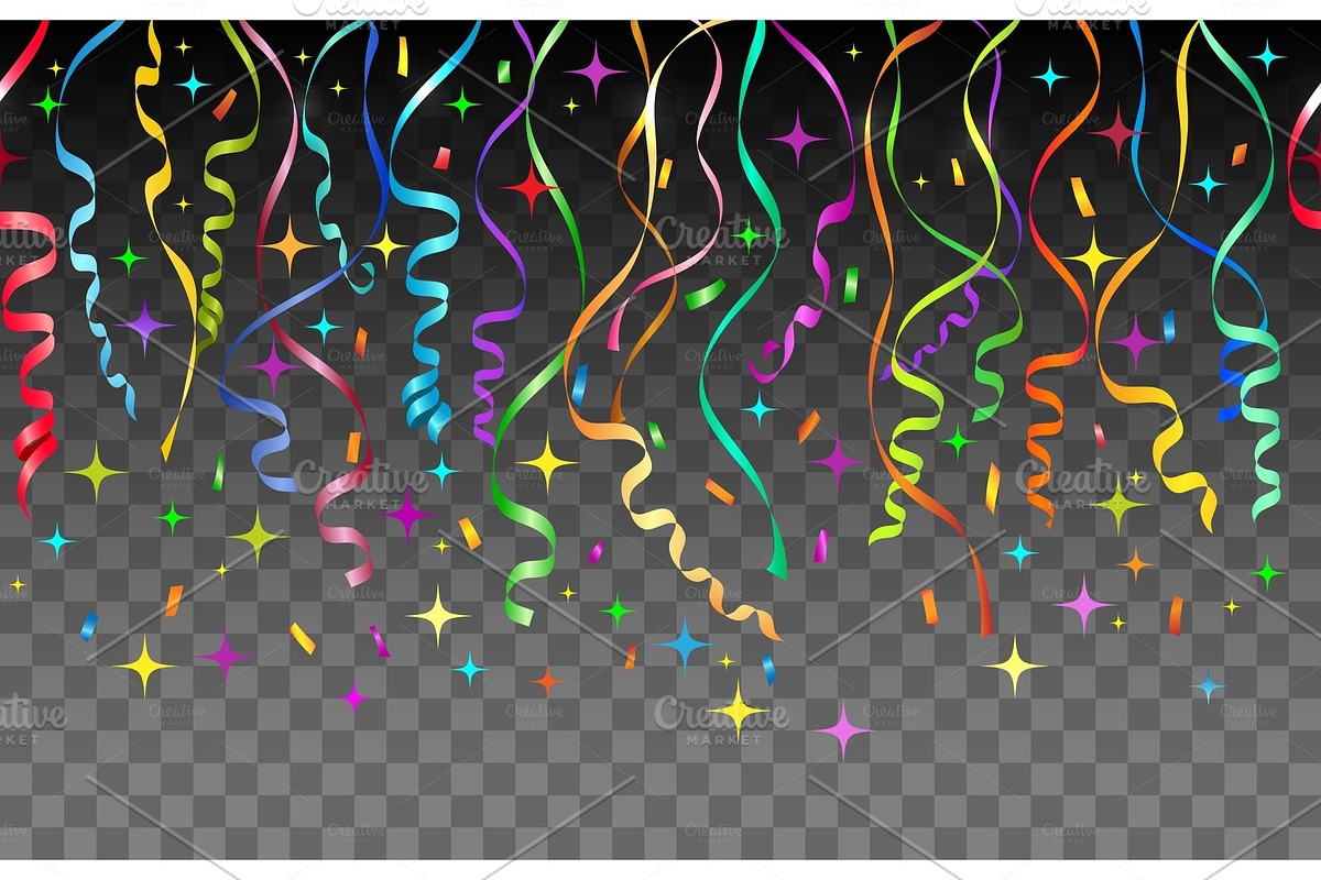 Streamers and confetti transparent background in Objects - product preview 8