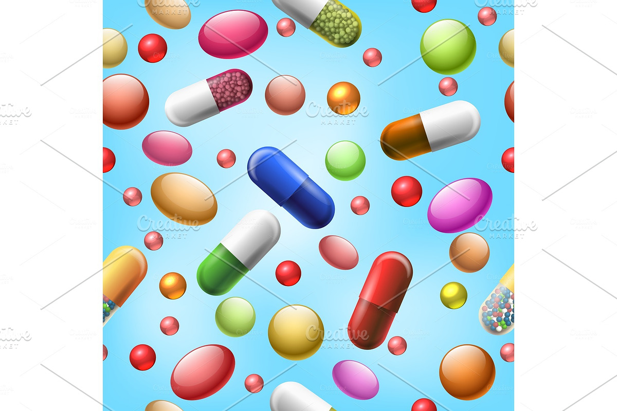 Seamless pills and tablets pattern in Objects - product preview 8