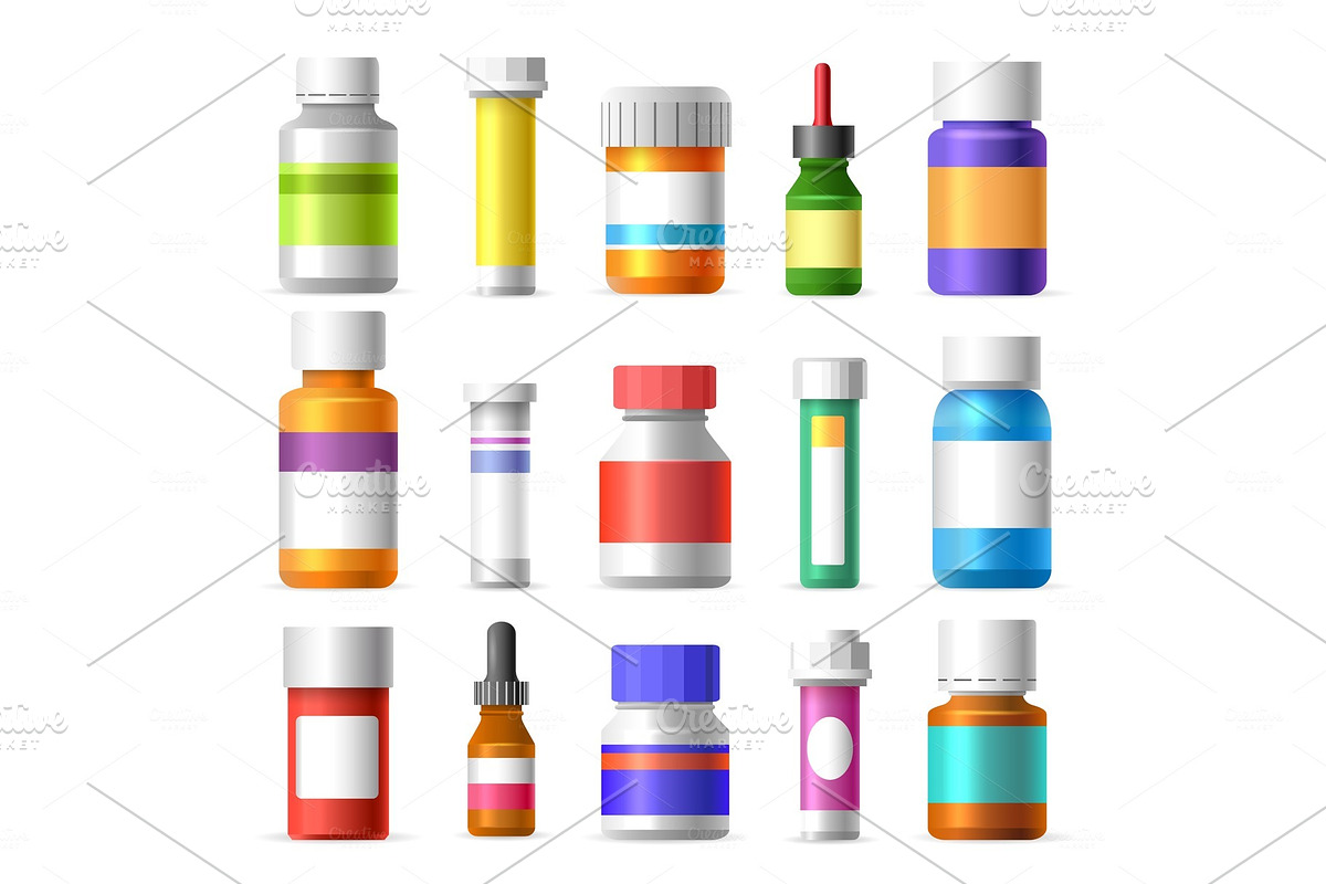 Medicine bottles set in Objects - product preview 8