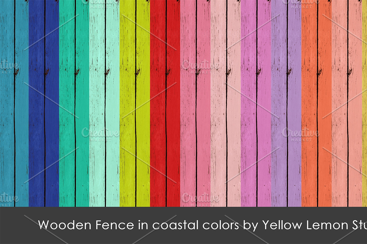 Painted wooden fence bright colors in Graphics - product preview 8