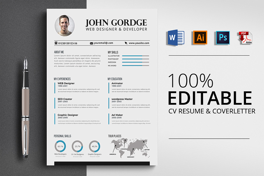 CV Resume Word Microsoft in Resume Templates - product preview 8