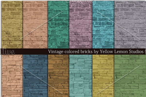 Vintage colored brick rock wall