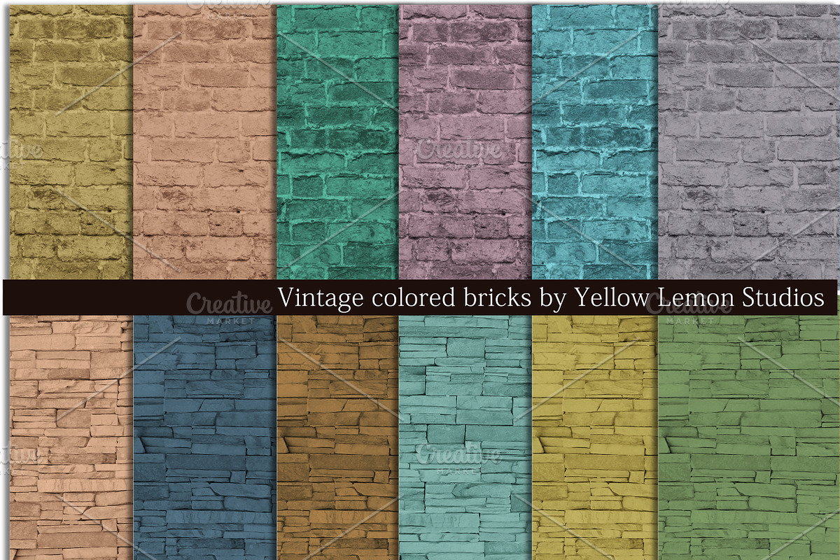 Vintage colored brick rock wall in Patterns - product preview 8