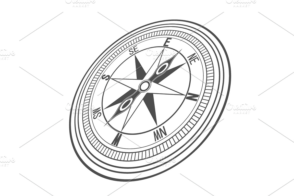 Black wind compass in Objects - product preview 8