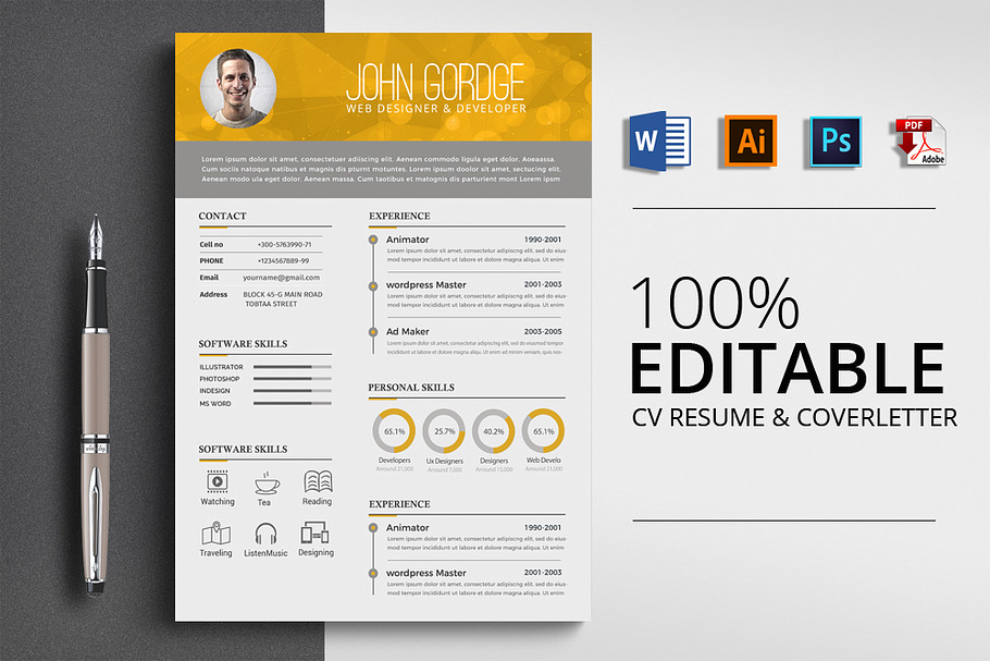 Professional Design Word CV in Resume Templates - product preview 8