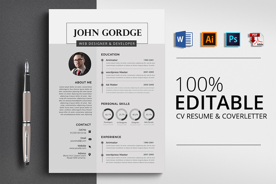 Word Format Resume Template in Resume Templates - product preview 8