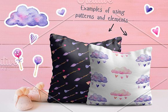 Sweet Violet Watercolor Clipart in Illustrations - product preview 3