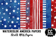 Watercolor America Digital Papers