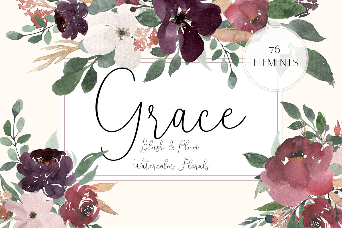 Grace - Blush & Plum Florals in Illustrations - product preview 8