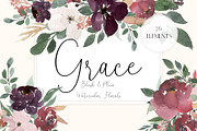 Grace - Blush & Plum Florals