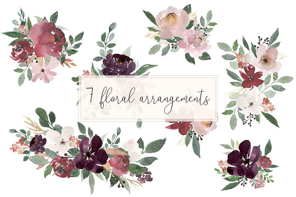 Grace - Blush & Plum Florals in Illustrations - product preview 3