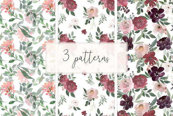 Grace - Blush & Plum Florals in Illustrations - product preview 5