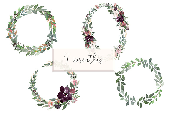 Grace - Blush & Plum Florals in Illustrations - product preview 6