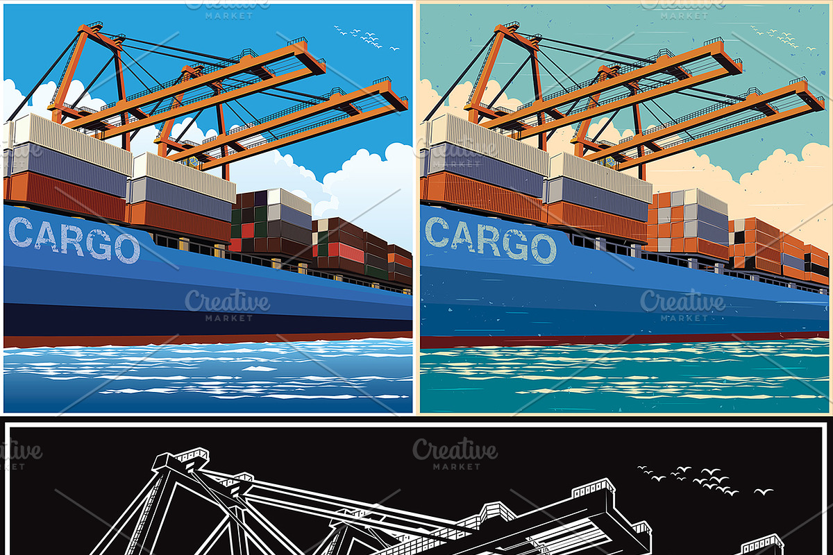 Loading of containers mini Set in Illustrations - product preview 8