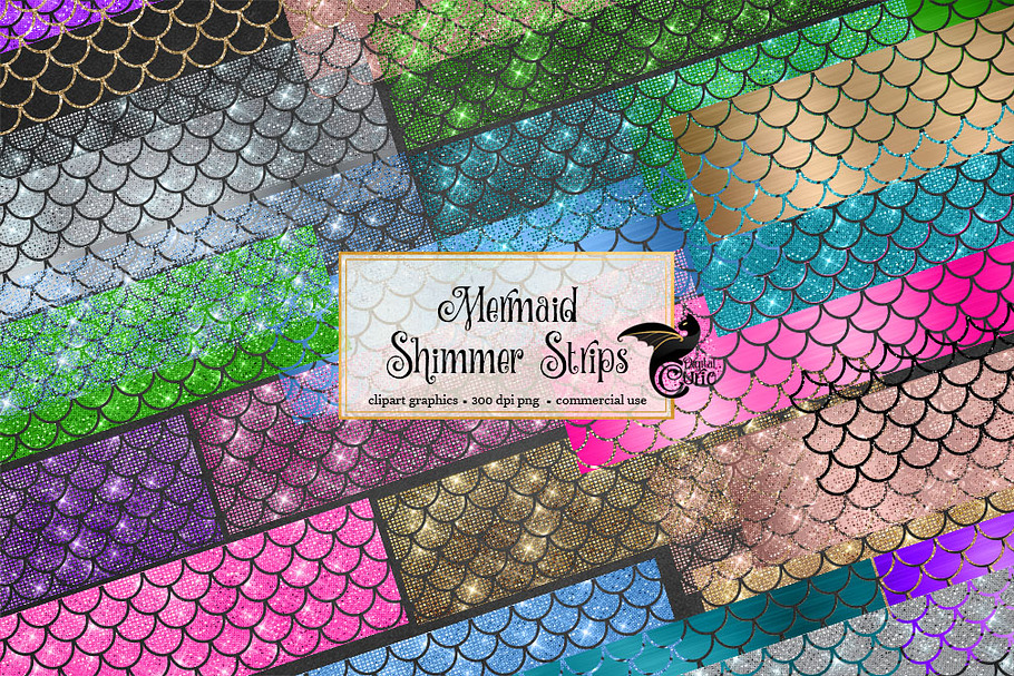 Mermaid Shimmer Strips Clipart